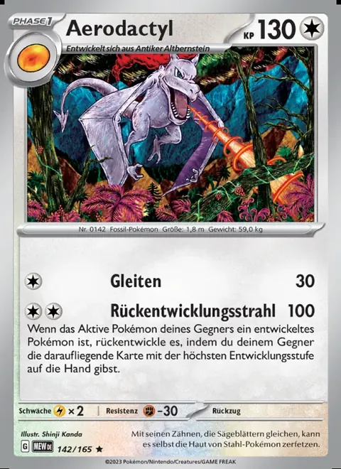 Aerodactyl 142/165 151 (MEW) Pokémon-Karte (Near Mint)