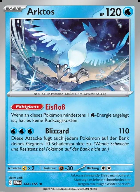 Arktos 144/165 151 (MEW) Pokémon-Karte (Near Mint)