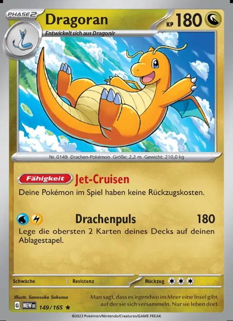 Dragoran 149/165 151 (MEW) Pokémon-Karte (Near Mint)