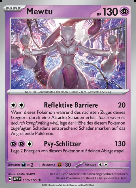 Mewtu 150/165 151 (MEW) Pokémon-Karte (Near Mint)