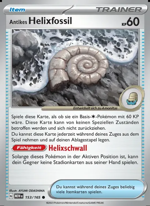Antikes Helixfossil 153/165 151 (MEW) Pokémon-Karte (Near Mint)