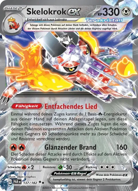 Skelokrok-ex 137/182 Paradoxrift (PAR) Pokémon-Karte (Near Mint)