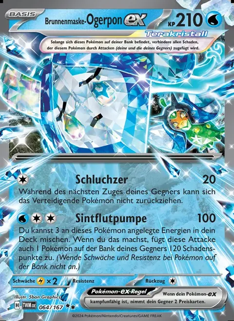Brunnenmaske-Ogerpon-ex 064/167 Maskerade im Zwielicht (TWM) Pokémon-Karte (Near Mint)
