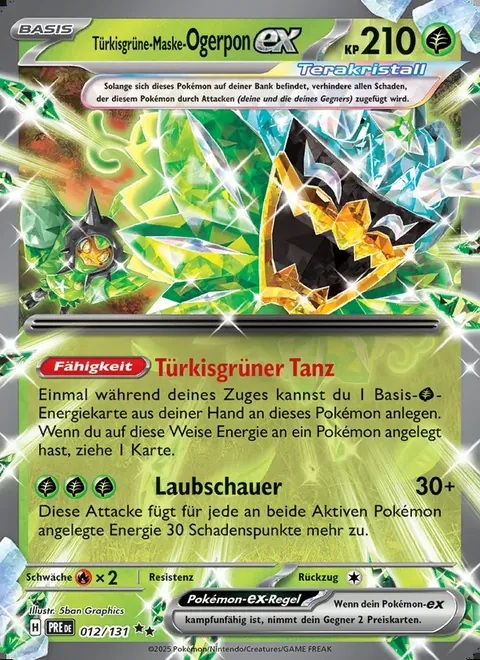 Türkisgrüne-Maske-Ogerpon-ex 012/131 Prismatische Entwicklungen (PRE) Pokémon-Karte (Near Mint)