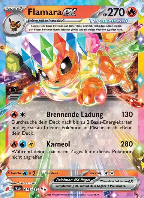Flamara-ex 014/131 Prismatische Entwicklungen (PRE) Pokémon-Karte (Near Mint)