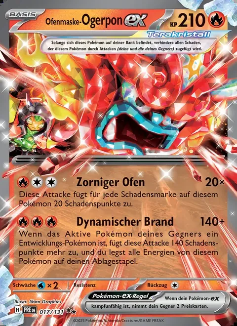 Ofenmaske-Ogerpon-ex 017/131 Prismatische Entwicklungen (PRE) Pokémon-Karte (Near Mint)