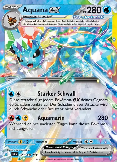 Aquana-ex 023/131 Prismatische Entwicklungen (PRE) Pokémon-Karte (Near Mint)