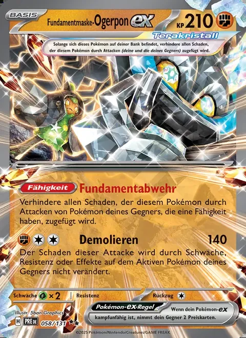 Fundamentmaske-Ogerpon-ex 058/131 Prismatische Entwicklungen (PRE) Pokémon-Karte (Near Mint)