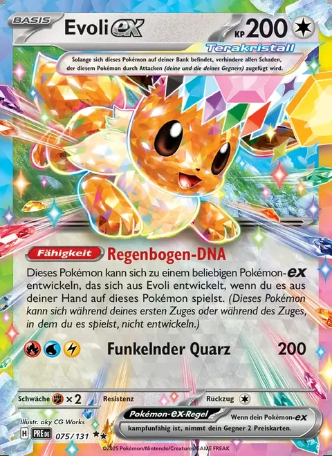 Evoli-ex 075/131 Prismatische Entwicklungen (PRE) Pokémon-Karte (Near Mint)