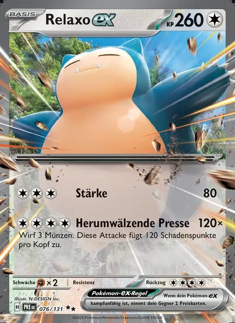 Relaxo-ex 076/131 Prismatische Entwicklungen (PRE) Pokémon-Karte (Near Mint)