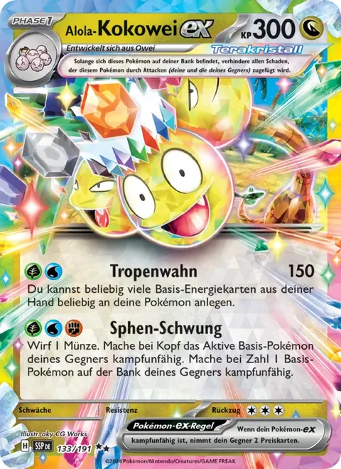 Alola-Kokowei-ex 133/191 Stürmische Funken (SSP) Pokémon-Karte (Near Mint)