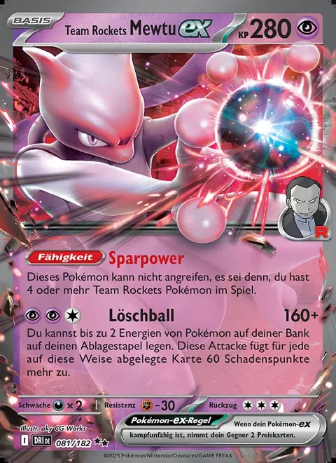 Team Rockets Mewtu-ex 081/182 Ewige Rivalen (DRI) Pokémon-Karte (Near Mint)